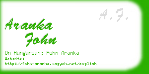 aranka fohn business card